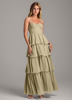 Azazie Alanna Bridesmaid Dresses Moss Green A-Line Sweetheart Neckline Chiffon Dress image1