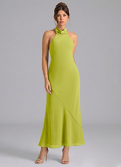 Azazie Velli Bridesmaid Dresses Lemongrass Mermaid High Neck Chiffon Dress image5