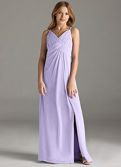 Azazie Maren Allure Junior Lilac A-Line Lace Chiffon Dress image1