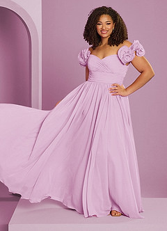 Barbie ♥ Azazie Jurken voor bruidsmeisjes Converteerbaar Jurk van Chiffon met A-Lijn Off the Shoulder Snoep Roze image7