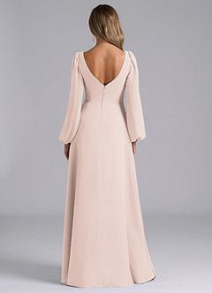 Azazie Omari Bridesmaid Dresses Rose Petal A-Line Long Sleeve Chiffon Dress image6