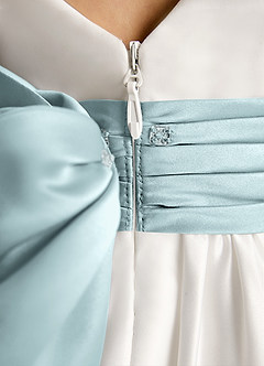 Azazie Sosie Flower Girl Dresses Ivory Mist A-Line Pleated Matte Satin Dress image6