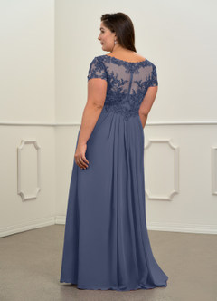Azazie Dunja Mother of the Bride Dresses Stormy A-Line V-Neck Lace Chiffon Dress image8