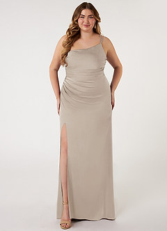 Azazie Eren Bridesmaid Dresses Frost Mermaid One Shoulder Stretch Satin Dress image11