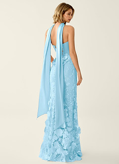 Wrensincia Sky Blue 3D Flower Lace Satin Prom Dress image7