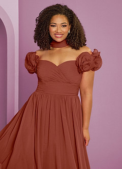 Barbie ♥ Azazie Bridesmaid Dresses Auburn A-Line Off the Shoulder Chiffon Convertible Dress image20