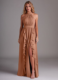 Azazie Avary Bridesmaid Dresses Bronzer A-Line Pleated Chiffon Dress image1