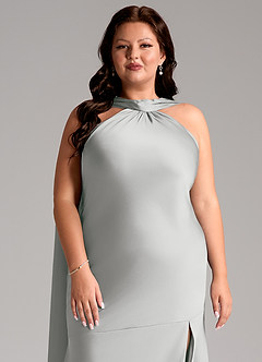 Azazie Kinsley 신부 들러리 드레스 인어 사이드 슬릿 스트레치 새틴 바닥 길이 드레스 image13