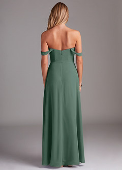 Azazie Aaron Bridesmaid Dresses Sea Moss A-Line Off the Shoulder Chiffon Convertible Dress image3