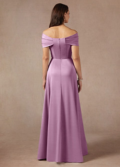 Azazie Amelia Mother of the Bride Dresses Wisteria A-Line Off the Shoulder Stretch Satin Dress image6