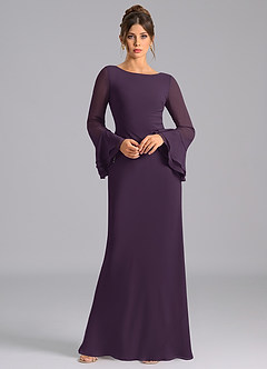 Azazie Leone Bridesmaid Dresses Plum Mermaid Corset Chiffon Dress image3