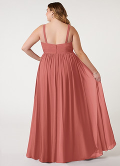Azazie Chanel Robes de demoiselle d'honneur Robe Trapèze en Mousseline de soie Plissée Antique Rose image12