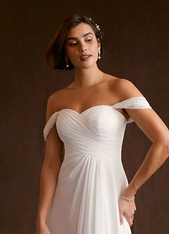Azazie Zadie Wedding Dresses A-Line Off the Shoulder Chiffon Floor-Length Dress image4