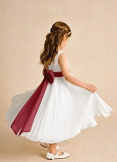 Azazie Margot Flower Girl Dresses Ivory Pomegranate A-Line Pleated Chiffon Dress image7