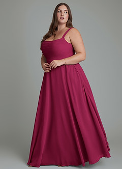 Azazie Shaude Bridesmaid Dresses Burgundy A-Line Pleated Chiffon Dress image4