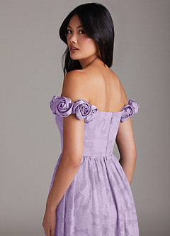 Azazie Autumn Bridesmaid Dresses Lilac A-Line Off the Shoulder Floral Burnout Convertible Dress image6