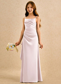 Azazie Cannoli Girls Formal Blumenmädchenkleider A-Linie Plissee Matte Satin Kleid Zartrosa image5