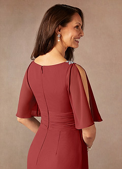 Azazie Pascual Mother of the Bride Dresses Rust A-Line Pleated Chiffon Dress image8