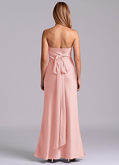 Azazie Ailanie Bridesmaid Dresses Powder Pink Sheath Strapless Stretch Satin Dress image7