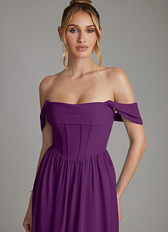 Azazie Caterina Bridesmaid Dresses Grape A-Line Corset Chiffon Dress image8