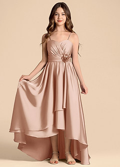 Azazie Catalina Junior Rose Gold A-Line Sweetheart Neckline Stretch Satin Dress image5