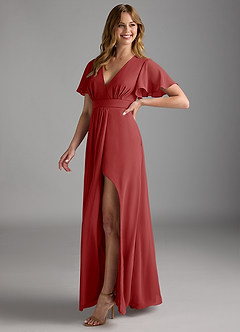 Azazie Zaniah Bridesmaid Dresses Rust A-Line Chiffon Dress image5