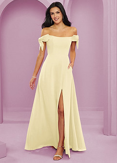 Barbie ♥ Azazie Bridesmaid Dresses Lemon Sorbet A-Line Off the Shoulder Chiffon Convertible Dress image1