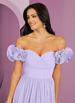 Barbie ♥ Azazie Robes de demoiselle d'honneur Robe Trapèze Convertible en Mousseline de soie Épaule décolletée Lilas image9