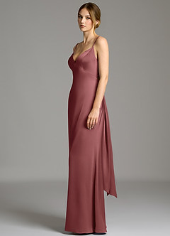 Azazie Adriane Essayer des robes à la maison Robe Fourreau en Satin extensible Arc Améthyste image4