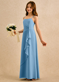 Azazie lolly Girls Formal Sukienki dla dziewczynek sypiących kwiaty Linia A Pofałdowany Szyfon Długość podłogi Sukienka image1