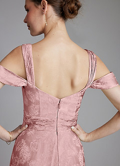 Azazie Emoria Bridesmaid Dresses Rose Jacquard A-Line Off the Shoulder Jacquard Dress image8