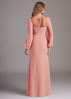 Azazie Charissa Brautjungfernkleider Etui Langarm Chiffon Kleid Rosettenrosa image6