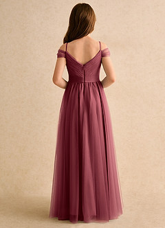 Azazie Yuna Girls Formal Blumenmädchenkleider A-Linie Schulterfrei Tüll Kleid Merlot image2