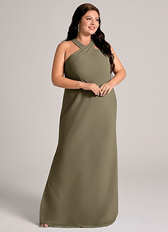 Azazie Doretta Bridesmaid Dresses Willow Green Mermaid Pleated Chiffon Dress image10