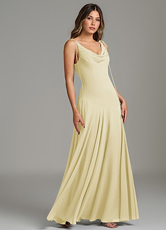 Azazie Dawn Bridesmaid Dresses Lemon Sorbet Mermaid Pleated Chiffon Dress image1