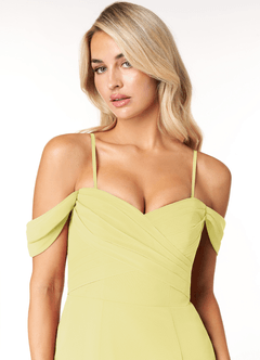 Azazie Joretta Bridesmaid Dresses Lemon Sorbet A-Line Sweetheart Neckline Chiffon Convertible Dress image6