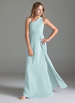 Azazie Dallas Junior Linia A Pofałdowany Szyfon Długość podłogi Młodsza druhna Sukienka image3