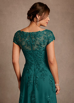 Azazie Jalinda Mother of the Bride Dresses Peacock A-Line Lace Chiffon Dress image6