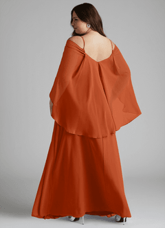 Azazie Cienna Vestidos de damas de honor Vestido de Naranja Quemada de Gasa de Corte en A con Vestidos sin tirantes image8