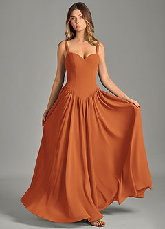 Azazie Evadina Suknie dla druhen Linia A Gorset Szyfon Do ziemi Sukienka image1