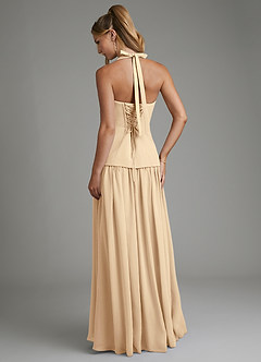 Azazie Michelle Robes de demoiselle d'honneur Robe Trapèze en Mousseline de soie Corset Champagne image6
