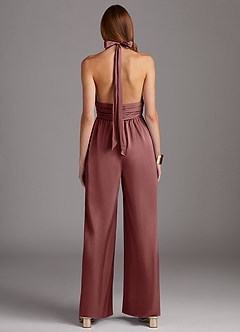 Azazie Oli Bridesmaid Dresses Amethyst Pleated Stretch Satin Jumpsuit image2