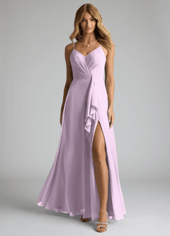 Azazie Akita At-home Try On Dresses Wisteria A-Line Chiffon Dress image3