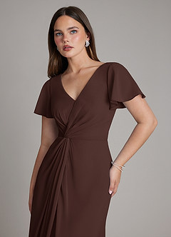Azazie Kaya Final Sale Ganache A-Line Pleated Chiffon Dress image3