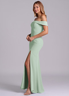 Azazie Luciana Brudtärnklänningar Klä av Tubklänning i Chiffong Av axeln Agave Konvertibel image4