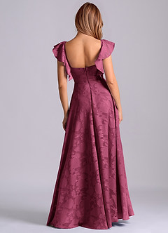Azazie Leilani Bridesmaid Dresses Mulberry A-Line Sweetheart Neckline Floral Burnout Dress image2