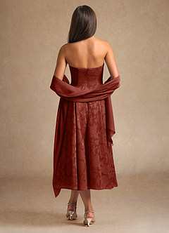 Azazie Lorain Mère de la mariée Robes Robe Trapèze en Blumen-Burnout Plissée Terracotta image3