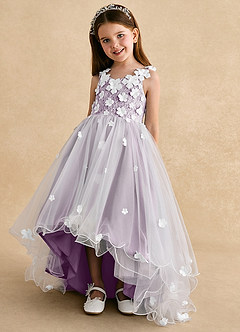 Azazie Celia Flower Girl Dresses Wisteria A-Line Lace Tulle Dress image6