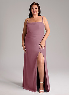 Azazie Leonis Bridesmaid Dresses Vintage Mauve Sheath Strapless Chiffon Convertible Dress image9