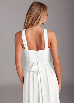 Azazie Dixie Bridesmaid Dresses White A-Line Halter Pleated Chiffon Dress image6